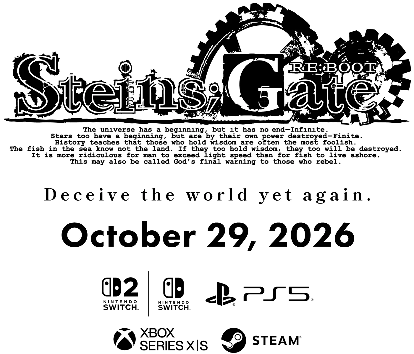 STEINS;GATE RE:BOOT — Deceive the world yet again. October 29, 2026
